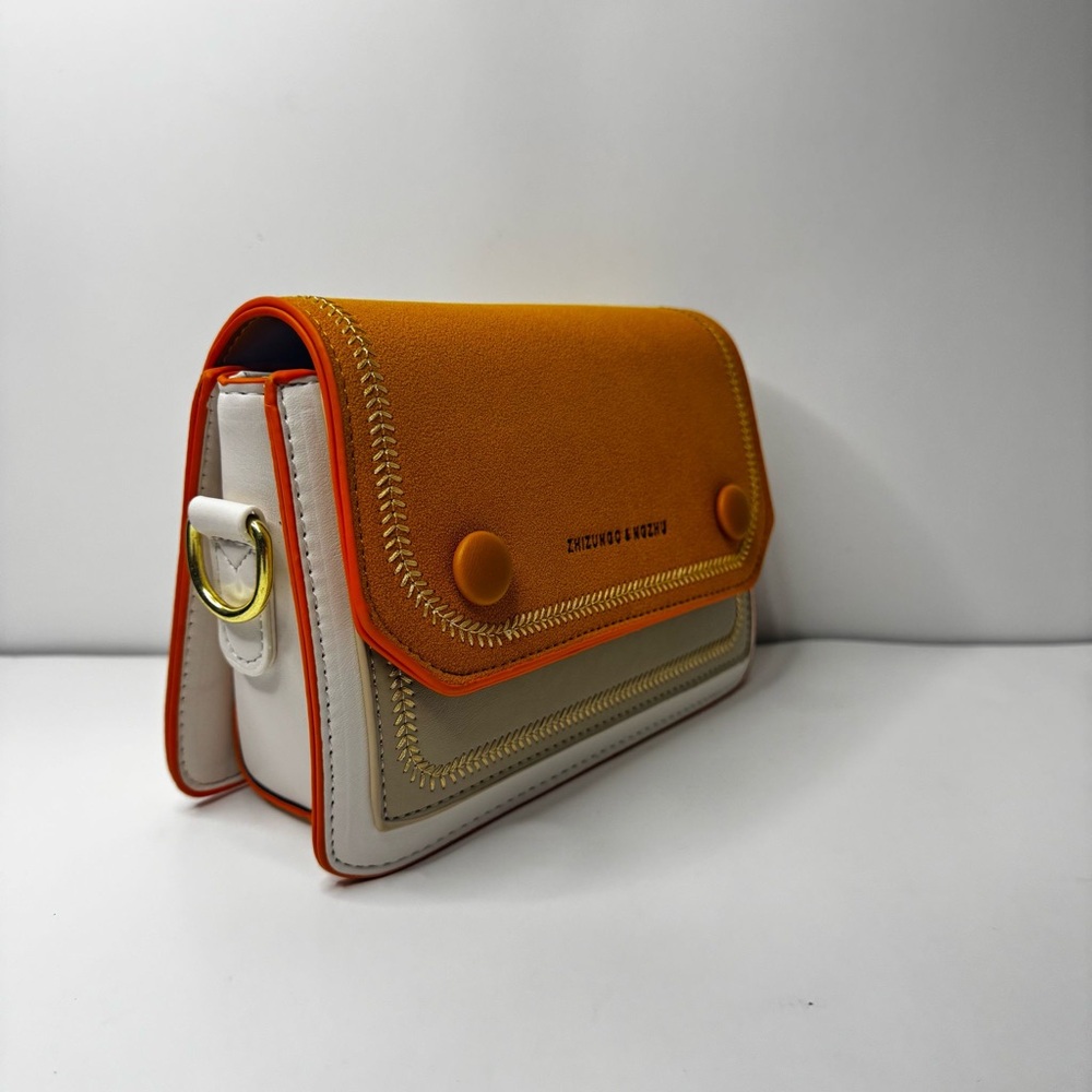 Women's Gold Crossbody Bag with Wide Strap - Picture 3 of 8